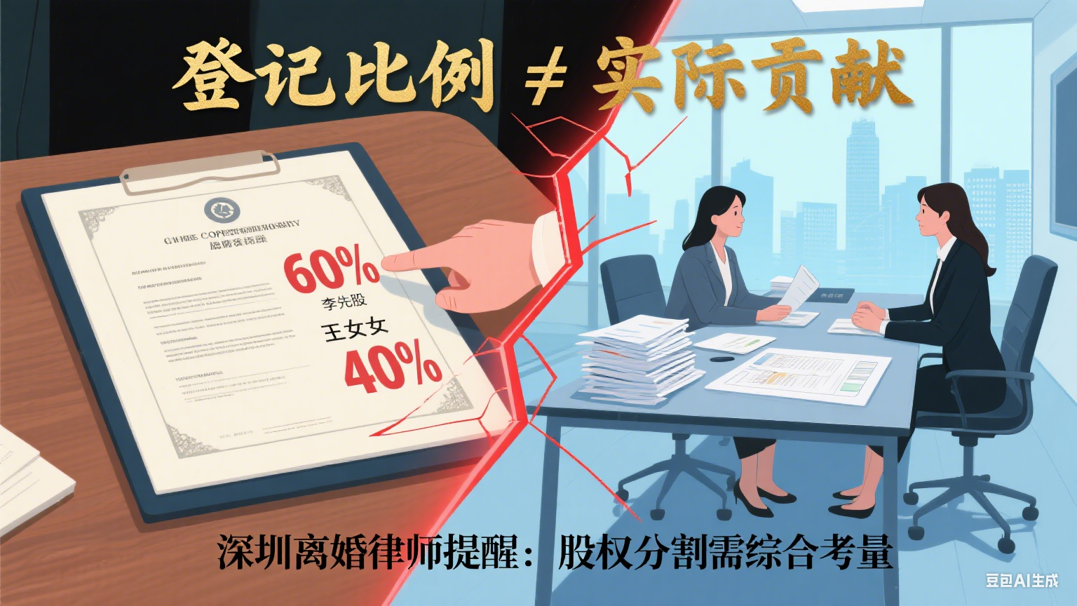 离婚时夫妻共同投资公司股权，仅按登记出资分割行吗？深圳律师解答
