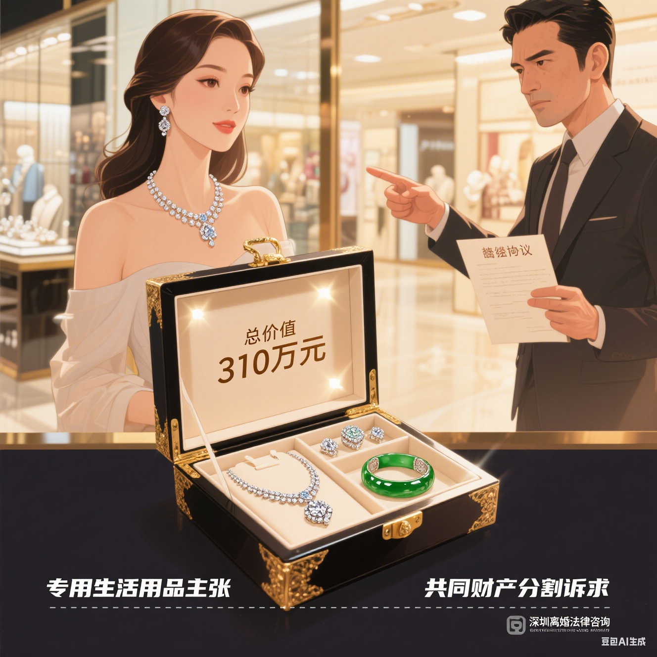 深圳律师咨询：高档珠宝属一方专用生活用品吗？—— 深圳离婚法律咨询案例  